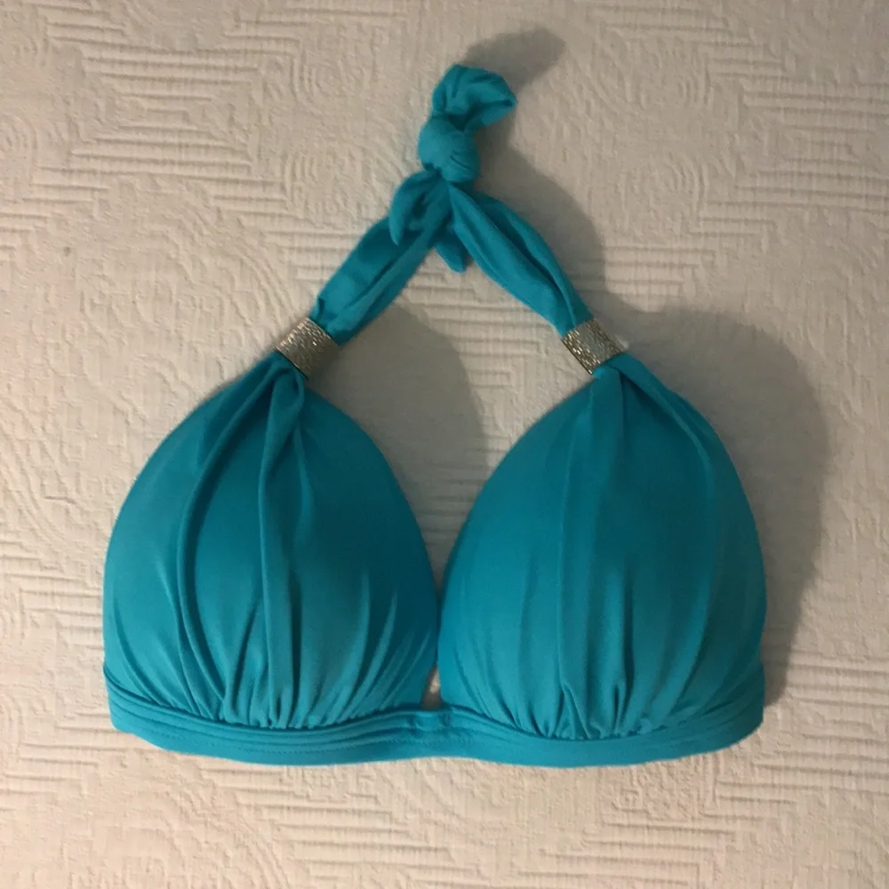 New Venus Turquoise Bikini Set w/ Silver Accents 14 Bottom 36 DDD Top